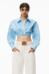 alexander wang cropped button down in compact cotton chambray blue