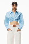 alexander wang 密织棉质短款系扣衬衫 chambray blue