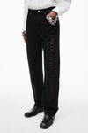 Alexander Wang washed black ez 镂空徽标牛仔裤