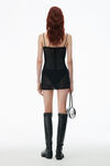 Crochet Minidress with Leather Bust