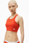 cropped racer tank in ribbed cotton