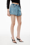 Alexander Wang vintage light indigo short de jogging marathon bouffant en jean avec logo en relief