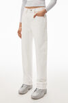 alexander wang ez - mid rise straight leg jean in denim vintage white