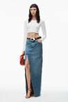 alexander wang lettuce hem crewneck in micro rib jersey white