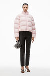 alexander wang cropped puffer coat with reflective logo light pink
