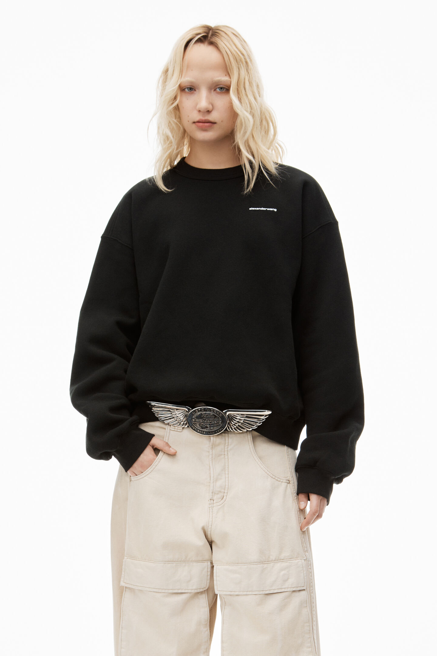 alexanderwang アレキサンダーワング デンスフリース クルーネックプル 