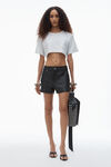 Alexander Wang light heather grey cropped pocket tee in high twist jersey