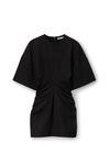alexander wang crewneck ribbed jersey mini dress with draped detail black