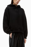 alexander wang puff logo hoodie in structured terry   black