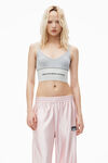 alexander wang logo elastic bra in ribbed jersey grey