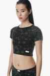 Alexander Wang washed black multi 花卉图案罗纹棉质婴儿 t 恤