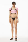 alexander wang contrast scoop neck tee in compact nylon light pink