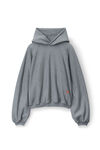 alexander wang raglan turtleneck hoodie in terry with apple puffed logo sidewalk