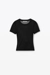 alexander wang short sleeve top in gauzy mesh black