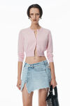 Alexander Wang light pink logo cropped cardigan in superfine merino