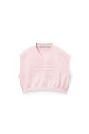 Alexander Wang ballerina pink logo embossed cropped vest in soft chenille