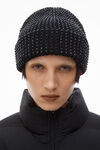 Alexander Wang black crystal hotfix logo beanie