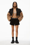 alexander wang logo elastic short in stretch corduroy black