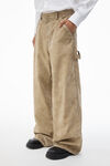 Alexander Wang weathered tan rounded carpenter jeans with weathered flocking