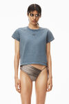 alexander wang puff logo shrunken tee in cotton jersey motor grey