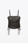 Alexander Wang black ruched cami top in crystal hotfix