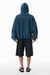 Alexander Wang washed navy felpa blu navy con cappuccio, zip e logo in cotone