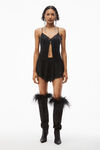 alexander wang butterfly cami top in silk charmeuse black