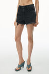 alexander wang bite short in grey aged denim grey aged