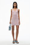 Alexander Wang washed pink lace 徽标装饰罗纹针织背心式迷你连衣裙