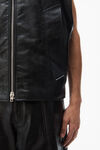 oversized vest in crackle patent leather