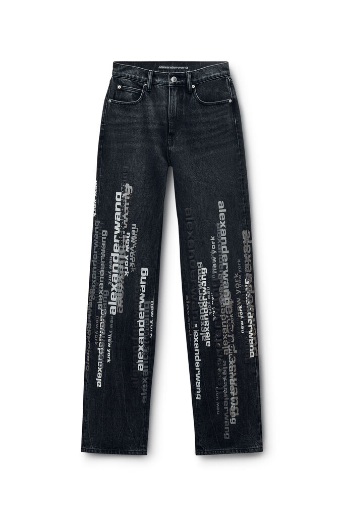 Alexander Wang Grey Ez Jean With Vertical Logo