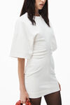 alexander wang crewneck ribbed jersey mini dress with draped detail natural