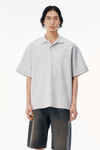 Alexander Wang light heather grey polo gris clair en piqué à rayures