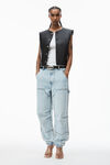 alexander wang double front carpenter pant in denim  pebble bleach