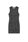 alexander wang sleeveless dress in stretch logo mesh black/white