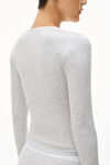 alexander wang long-sleeve tee in ribbed cotton heather grey