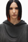Alexander Wang washed black oversize triple-layer unisex hoodie in cotton