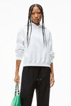 alexander wang puff logo hoodie in structured terry white