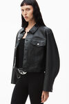 Alexander Wang black leather jacket with belted waist