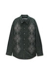 Alexander Wang green/navy 加大款菱格纹烫钻衬衫