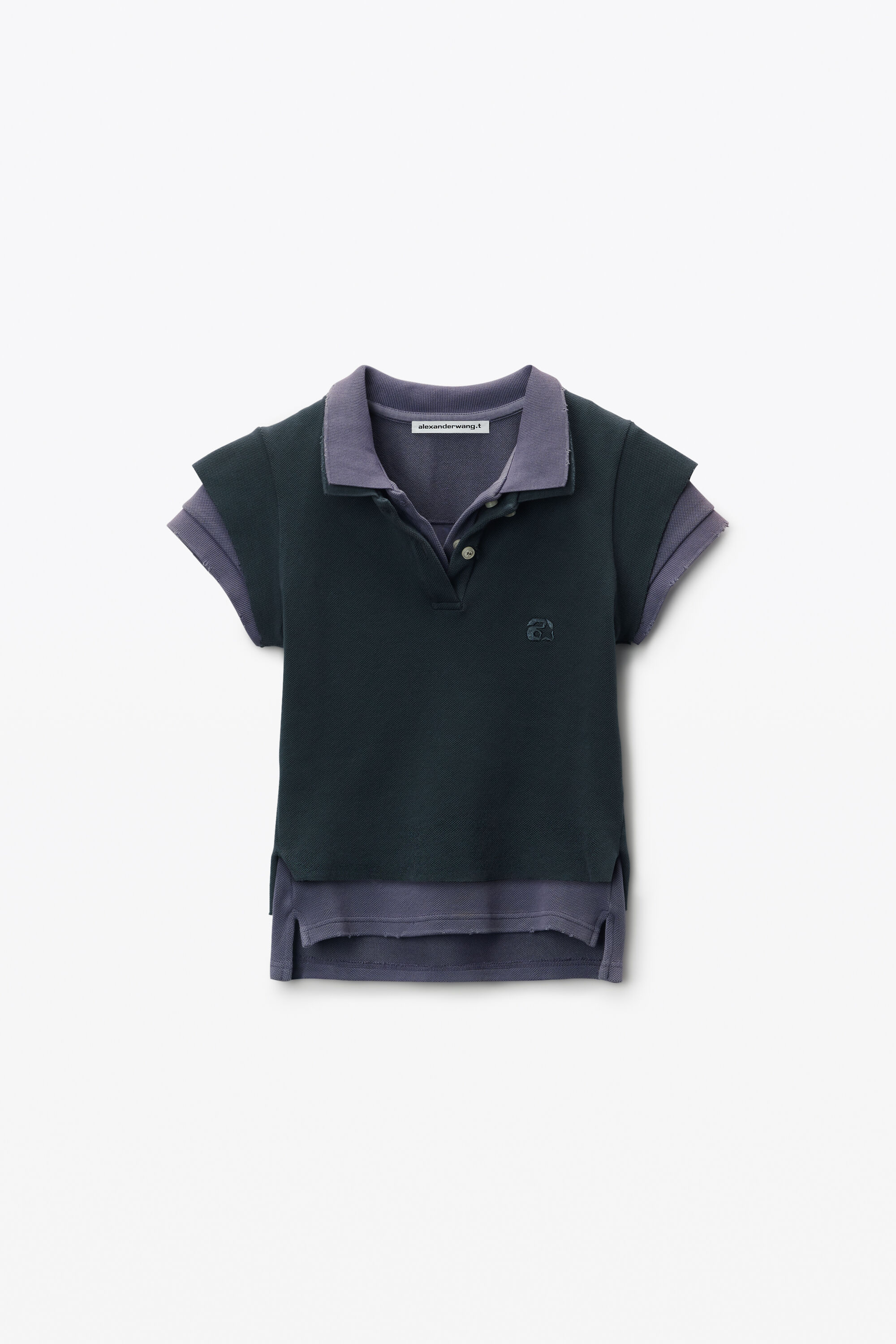 【Alexander Wang】Layered polo-style mini dress Alexander Wang Layered Short Sleeve Polo Mini Dress in