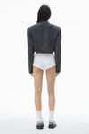 Alexander Wang charcoal cropped blazer in wool twill with clear bead hotfix