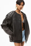 alexander wang oversized moto jacket in buttery leather black