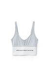 alexander wang logo elastic bra in ribbed jersey grey
