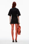 alexander wang crewneck ribbed jersey mini dress with draped detail black