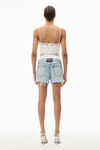 alexander wang logo elastic brief layer short in denim  pebble bleach