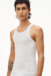 Alexander Wang white ribbed cotton racerback tank top
