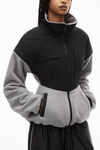 alexander wang sculpted jacket in teddy fleece slate/black