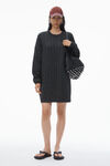 Alexander Wang charcoal clear bead hotfix cable-knit pullover dress in boiled wool