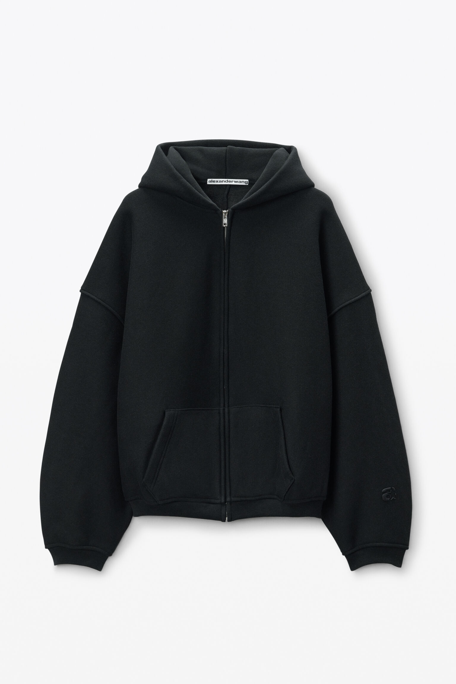 STAR ZIP UP HOODIE IN DENSE FLEECE in BLACK | alexanderwang®